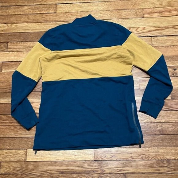 LL Bean Women's Mock Neck Tunic Shirt Dress W/Side Zips Size Small Blue/Yellow - Picture 2 of 5